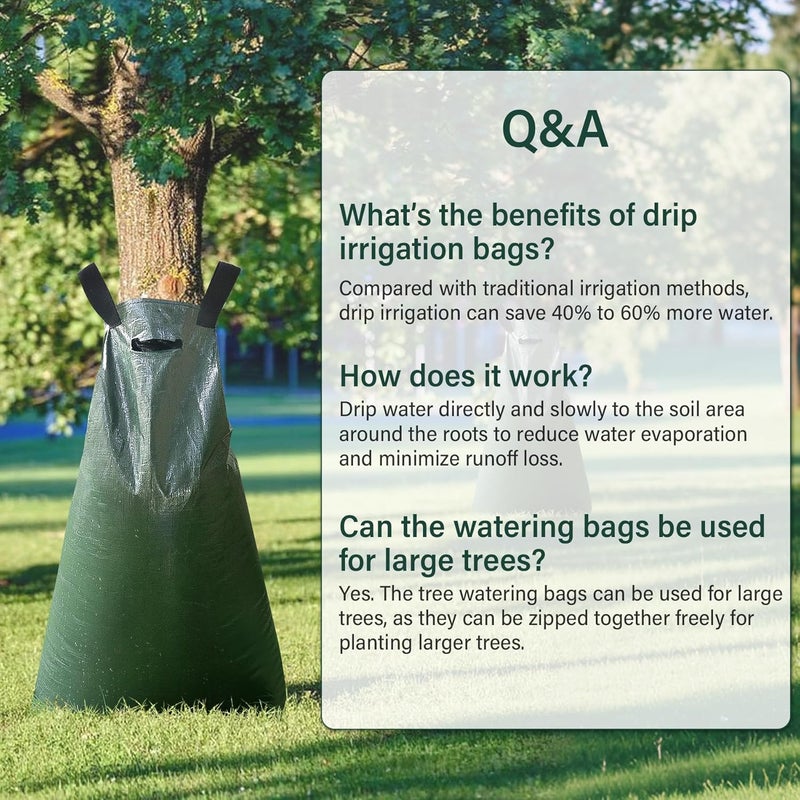 Toriexon 5 Pack Tree Watering Bags, 20 Gallon Slow Release Gator Bags for Trees, Durable PVC Tree Drip Irrigation Bags with Heavy Duty Zipper, Deep Root Targeting - Image 2